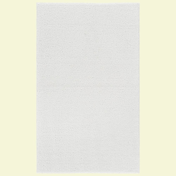 Palmer Plush 3 ft. x 5 ft. White Washable Non Slip Solid Color Area Rug