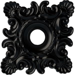 1-1/2" x 18" x 18" Polyurethane Crawley Ceiling Medallion, Hand-Painted Jet Black