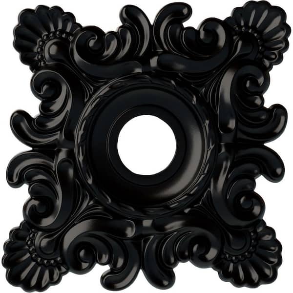 Ekena Millwork 1-1/2" x 18" x 18" Polyurethane Crawley Ceiling Medallion, Hand-Painted Jet Black