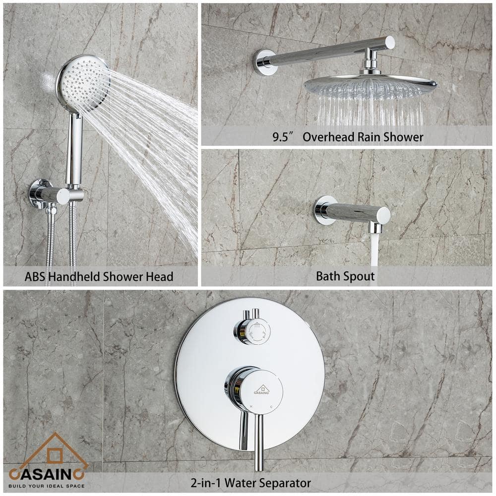 Chrome Multi-Head Rain Shower System with Handheld