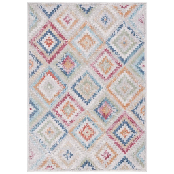 Cabana Red/Blue/Multi 5 ft. x 8 ft. Diamond High-Low Indoor/Outdoor Area Rug
