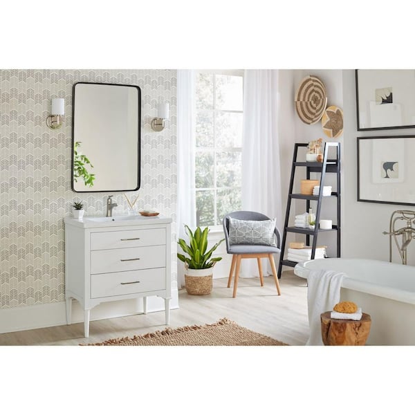 Replay Collection 5-1/4 in. 1-Light Polished Nickel Etched White Glass Modern Bathroom Vanity Wall Light