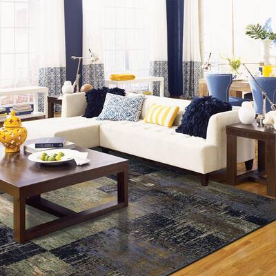 Empire Periwinkle 8 ft. x 8 ft. Square Geometric Area Rug