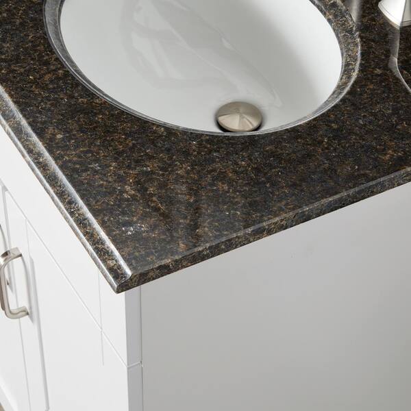 25 in. x 22 in. Granite Vanity Top in Montesol with White Bowl and 4 in. Faucet Spread 25 in. x 22 in. Granite Vanity Top in Montesol with White Bowl and 4 in. Faucet Spread
