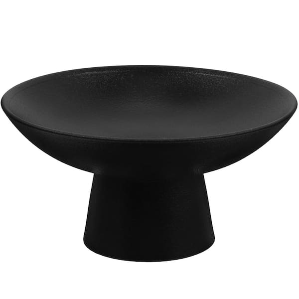 Black Ceramic Pedestal Fruit Bowl 3 in High Footed Serving Tray for Snacks Desserts Nuts Dining Table Use
