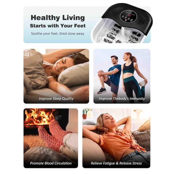 puissance vibromasseur Esnbia Foot Spa Foot Bath Massager with Heat, Bubbles, Vibration, Red –  ESNBIA main image 0