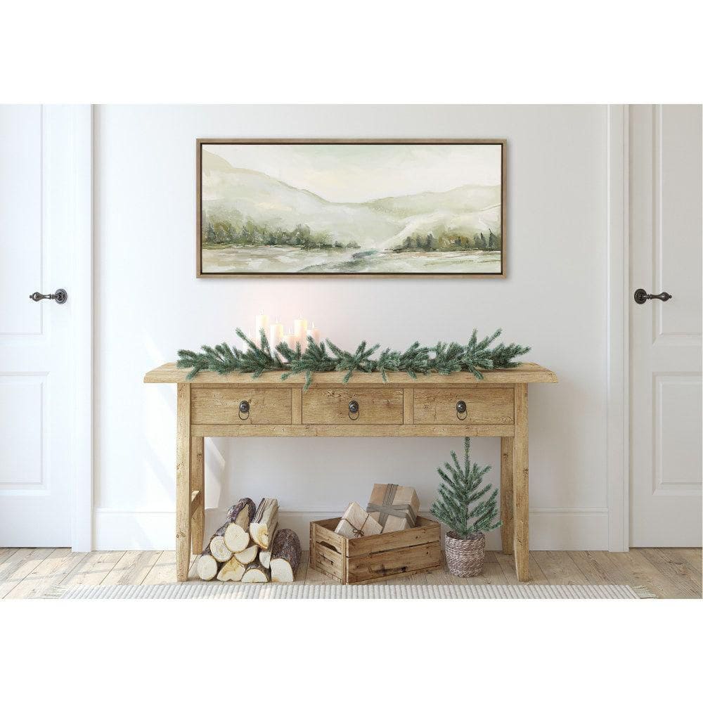Winter Landscape Gold Framed Canvas Wall Art, 18x40