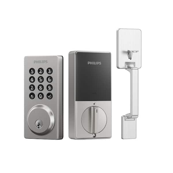 Satin Nickel Single Cylinder Electronic Deadbolt with Handle Set