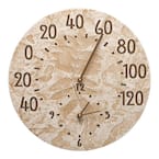 Weathered Limestone Fossil Sumac Clock and Thermometer