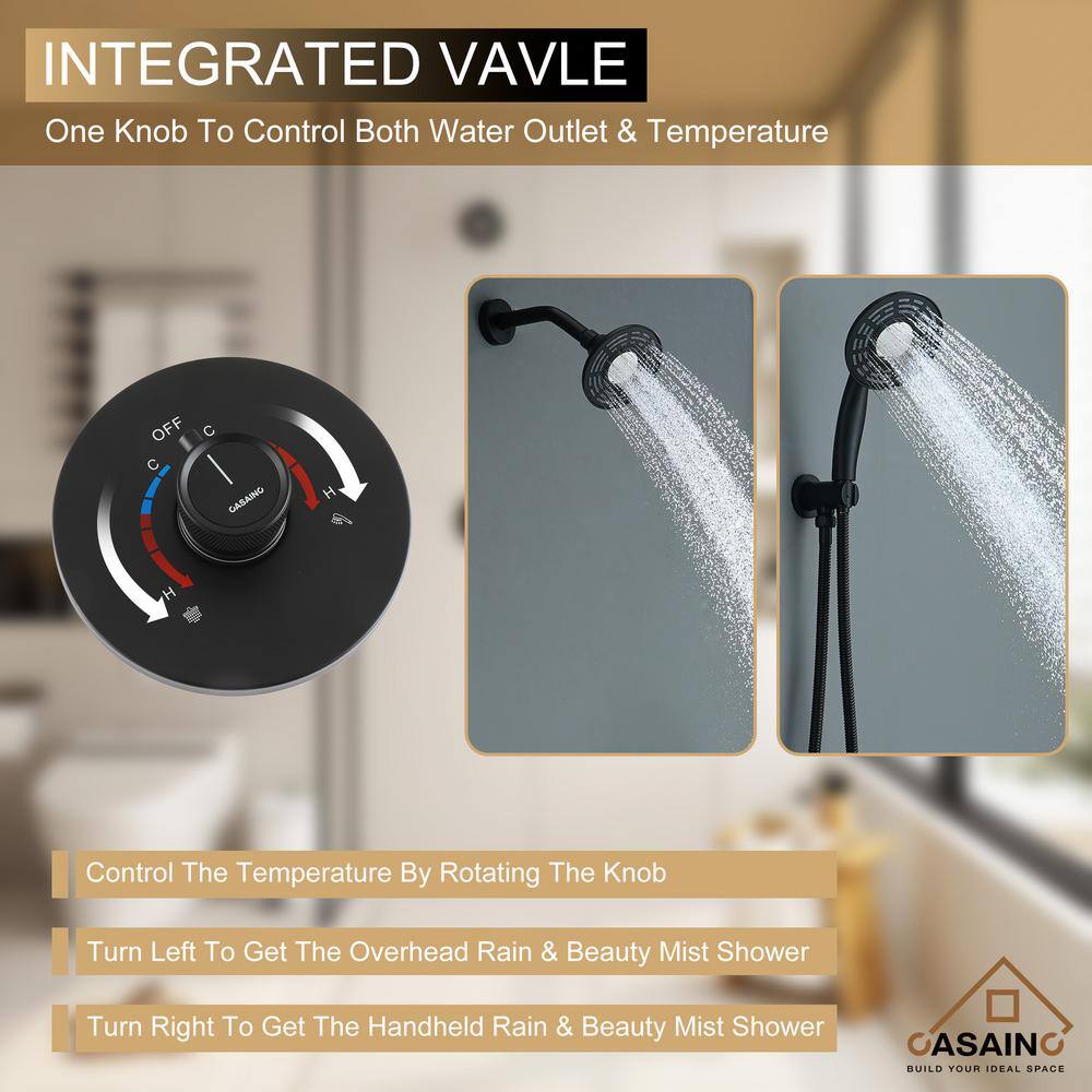 Matte Black Dual-Function Wall Mounted Shower System