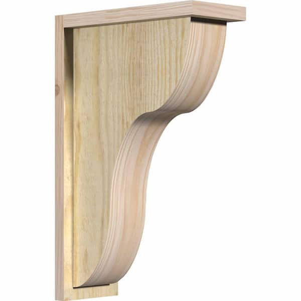 Ekena Millwork 6 in. x 14 in. x 22 in. Douglas Fir Carmel Rough Sawn Corbel with Backplate