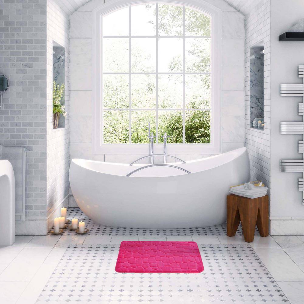 Pink Memory Foam Cobble Stone Bath Mat 32" x 20"