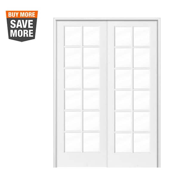 Krosswood Doors 72 in. x 96 in. Craftsman Shaker 12-Lite Both Active MDF Solid Core Double Prehung French Door