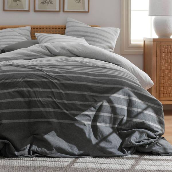 The Company Store Company Cotton Gray Multi Jersey Knit Stripe