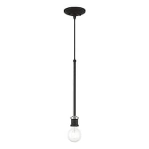 Lansdale 1-Light Black Single Mini Pendant with Brushed Nickel Accent