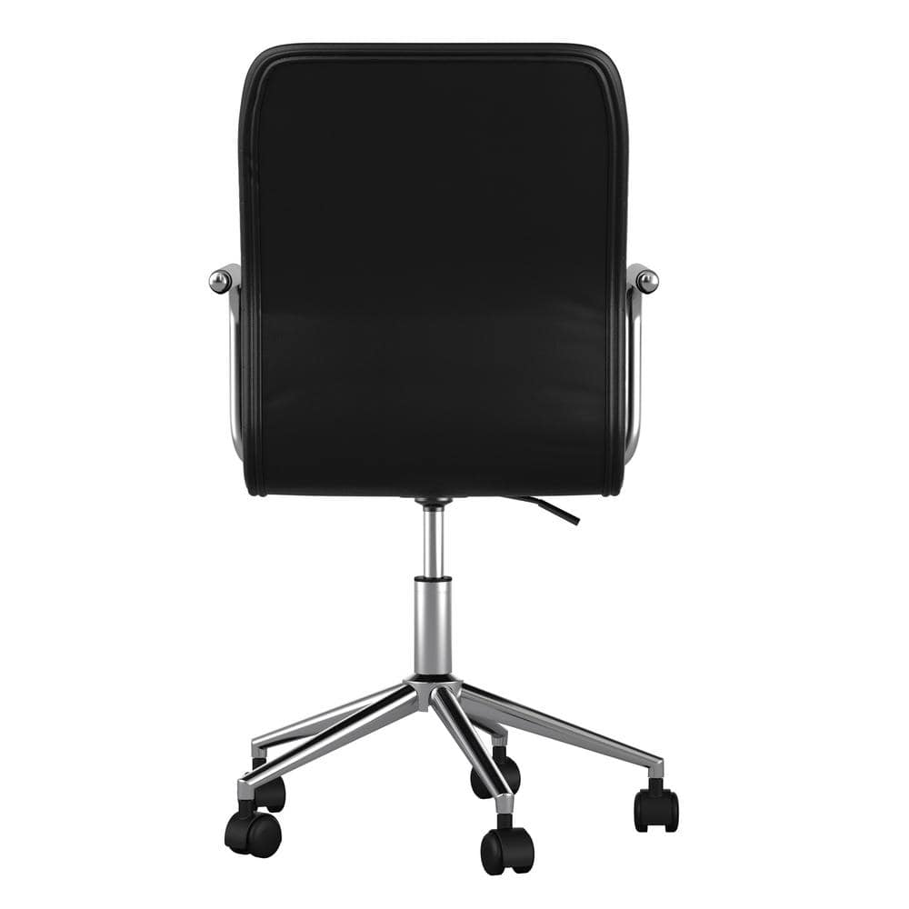 Black Faux Leather Executive Swivel Office Chair with Polished Nickel Frame