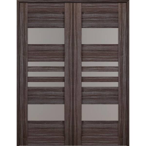 Palladio Active 10-Lite Frosted Glass Wood Composite Double Prehung French Door Belldinni Finish: Oak, Handing: Right, Size: 72 x 96