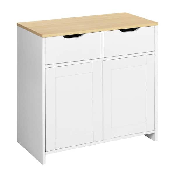 Homy Casa Malvales 31.1 in. White Rectangle MDF Console Table with Drawer, Cabinets and Shelf