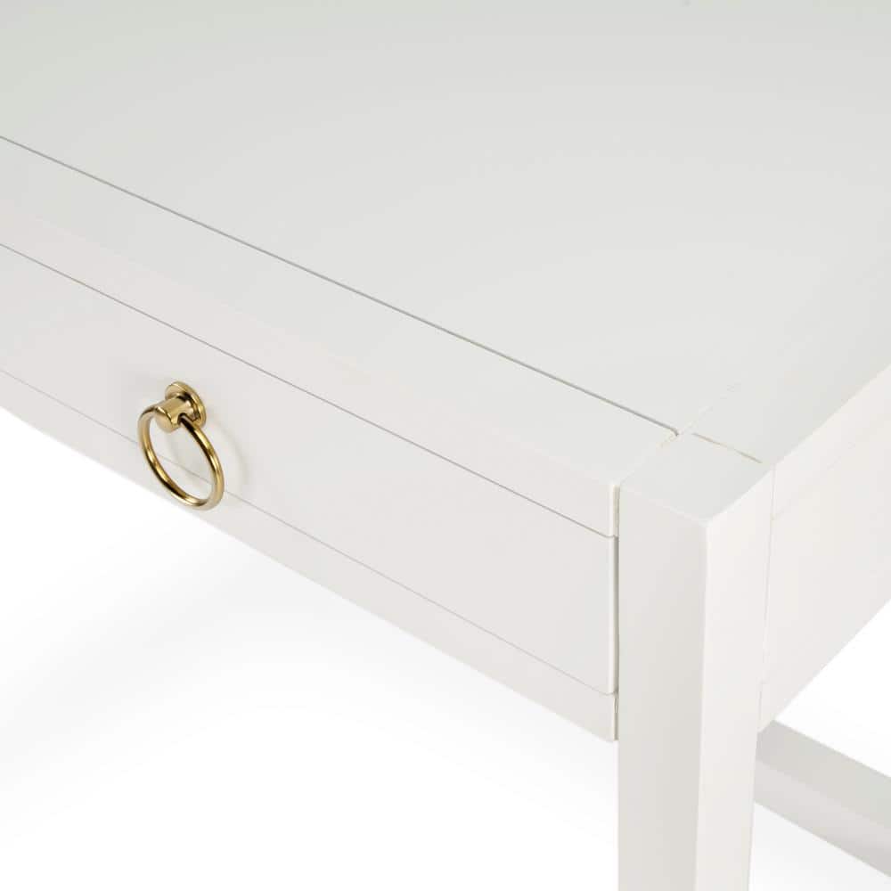 Elin Contemporary White Wood Writing Desk with Drawers