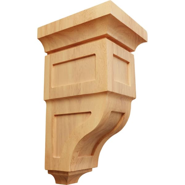 Ekena Millwork 6 in. x 12 in. x 6-3/4 in. Red Oak Large Reyes Wood Corbel