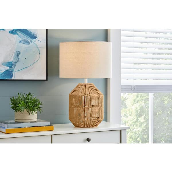 Hampton Bay Quinton 24.5 in. Rattan Accent Table Lamp