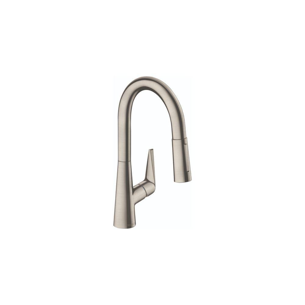 Steel Optik Modern Brass Pull-Out Spray Bar Faucet, 1.75 GPM