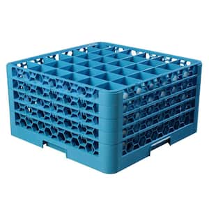 19.75x19.75 in. 36-Compartment 4 Extenders Glass Rack (for Glass 2.69 in. Diameter, 9.50 in. H) in Blue (Case of 2)