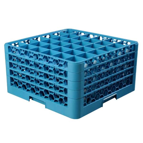 Carlisle 19.75x19.75 in. 36-Compartment 4 Extenders Glass Rack (for Glass 2.69 in. Diameter, 9.50 in. H) in Blue (Case of 2)