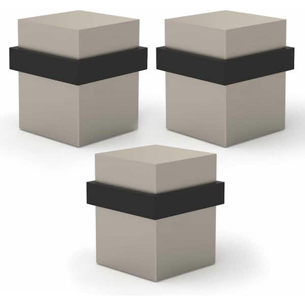 Floor Door Stopper Satin Nickel-3 Pack Quickly Installed Wall Protector Stopper and Door Knobs 1.5 in. Square
