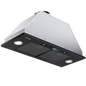 30 in. 600 CFM Convertible Insert Range Hood in Black Stainless Steel with Carbon Filters, LED Lights and Touch Control