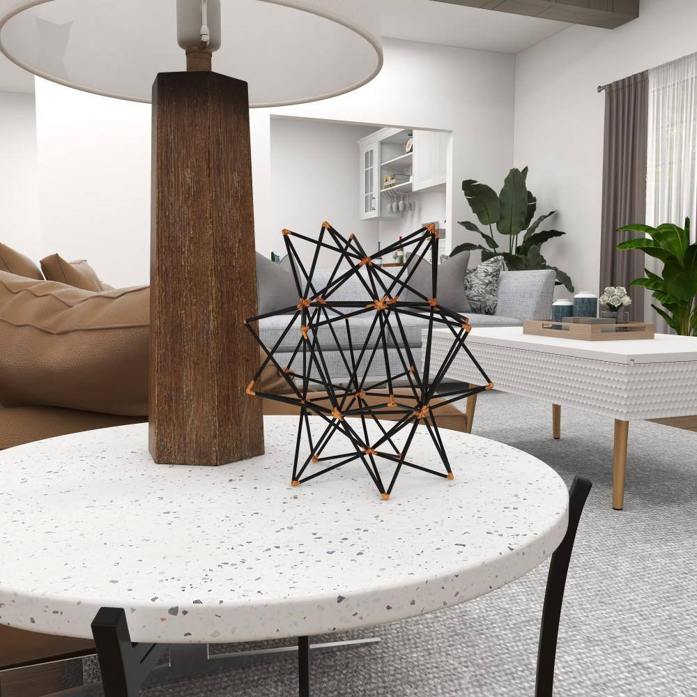 Black and Gold Geometric Metal Star Sculpture
