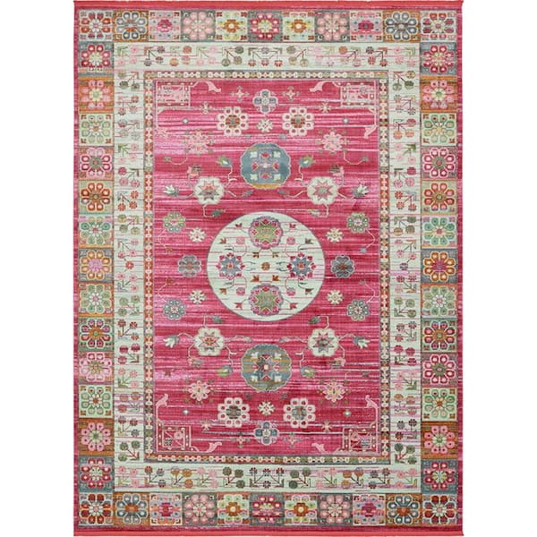 Pink Unique Loom Baracoa Collection Area Rug 2' 2 x 6' 