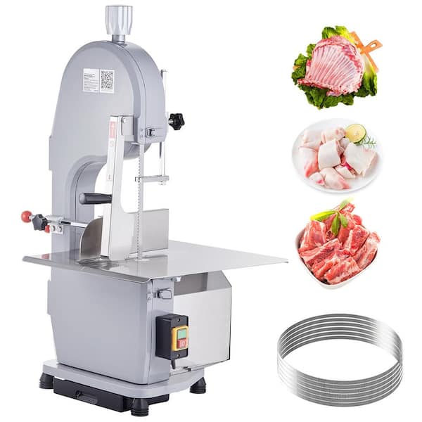 Commercial Electric Meat Bandsaw Stainless Steel 1500-Watt Bone Saw Machine Frozen Meat Cutter Silver