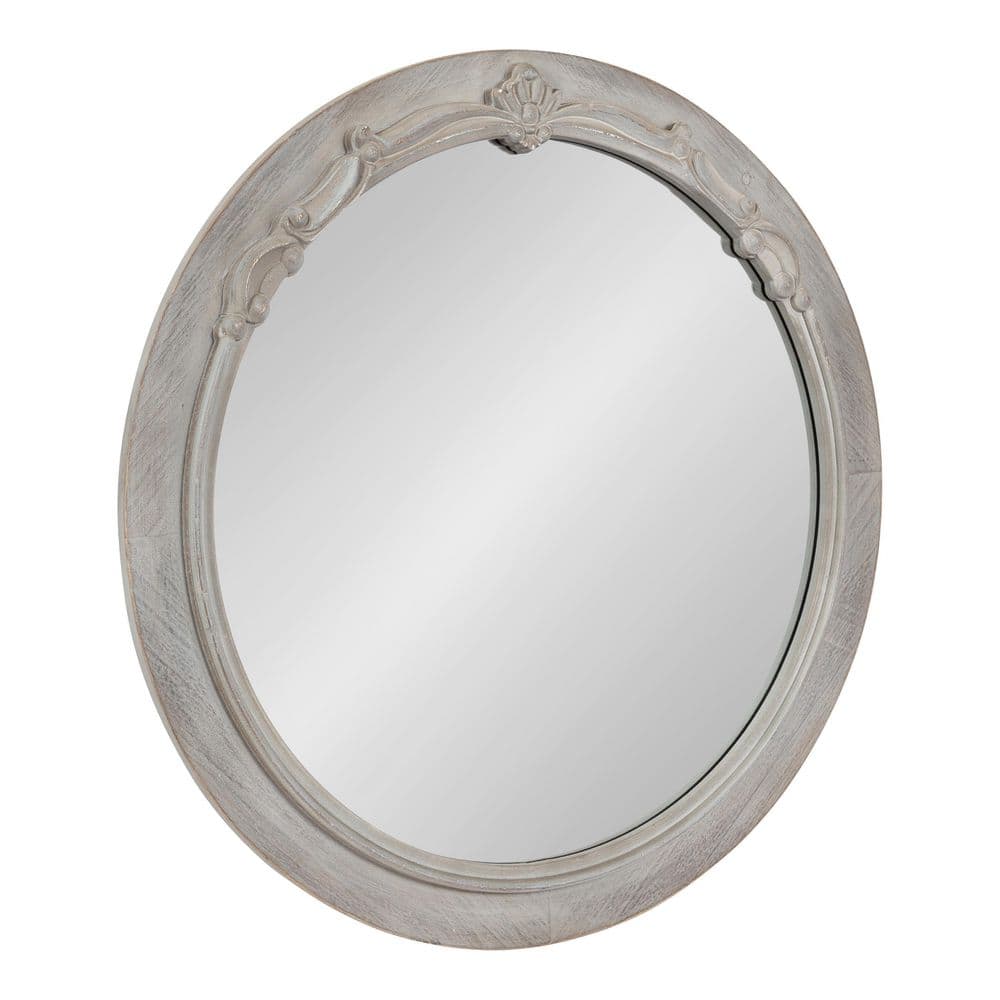 Irelyn 26" Round Gray Wood Wall Mirror