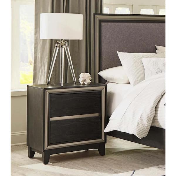 wetiny Ebony 2-Drawer Nightstand