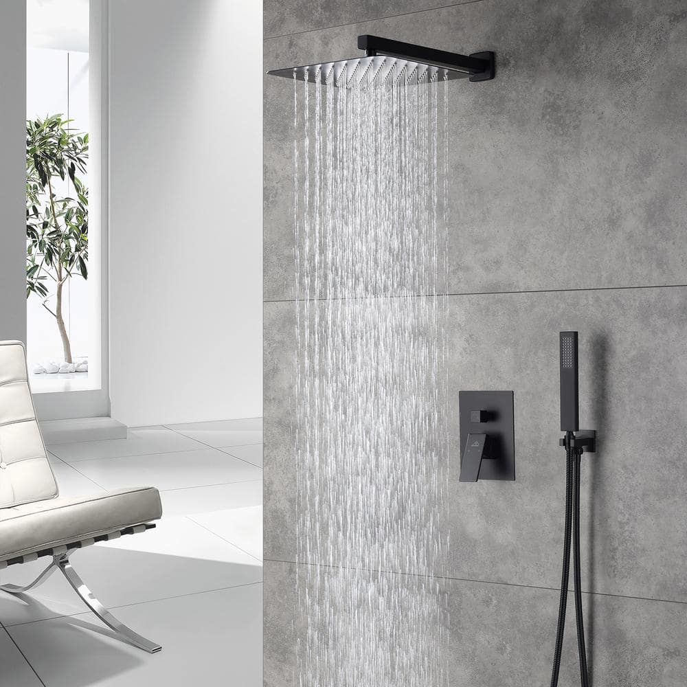 Matte Black Large Square Dual Rain Shower System
