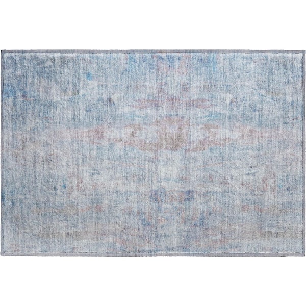 Mayfield Premium Machine Washable Abstract AMF2310 Blue 2 ft. x 3 ft. Accent Rug
