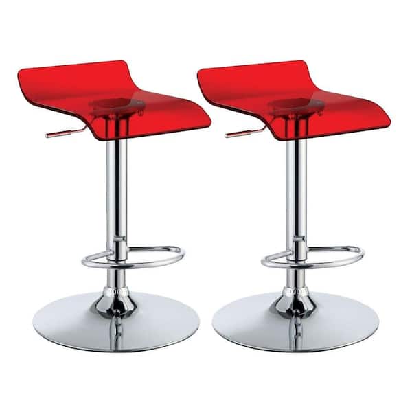 Unbranded Louis 25.13 in. Red Backless Metal Bar Stool with Acrylic Seat (Set of 2)