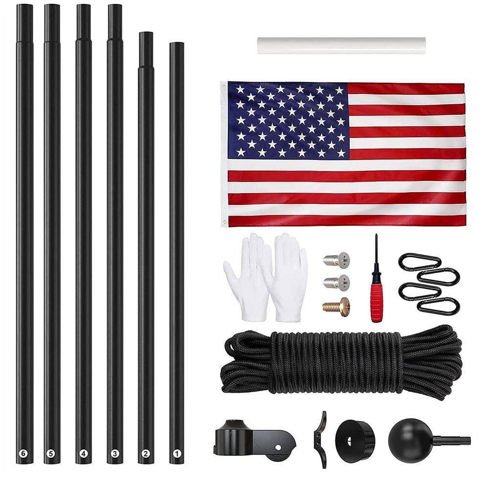 25 ft. Heavy Duty Yard Flagpole Kit with 3x5 American Flag for Residential or Commercial, Black price history on PriceWatchPro