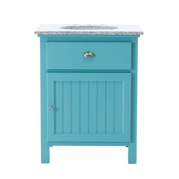 Home Decorators Collection Ridgemore 28 in. W x 22 in. D Vanity in Sea Glass with Granite Vanity Top in Grey with White Sink
