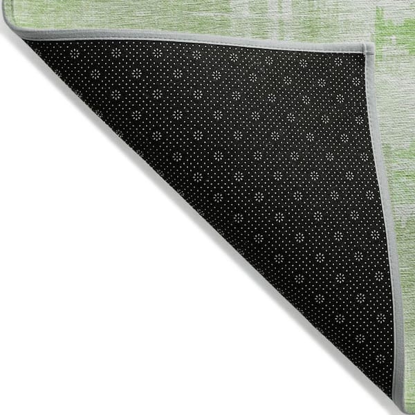 Green, Mint Green 9 ft. x 12 ft. Woven Abstract Polyester Rectangle Indoor/Outdoor Area Rug