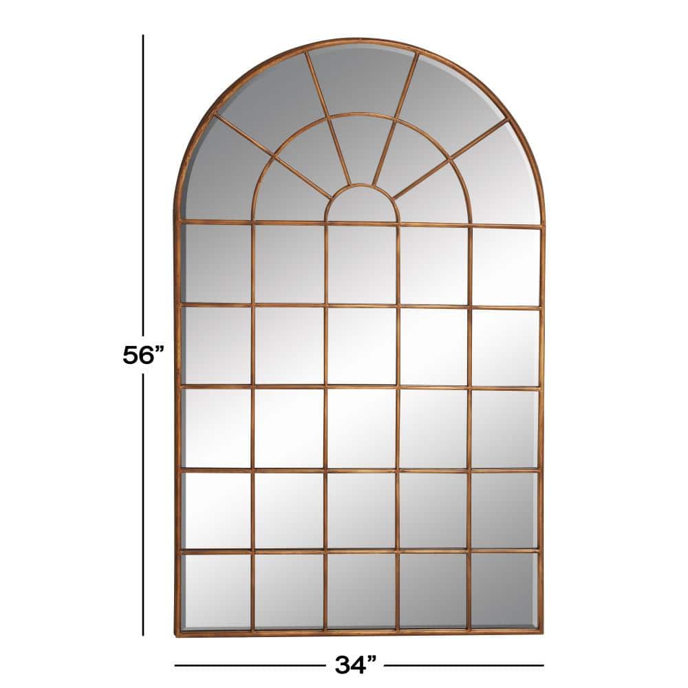 Bronze Arch Windowpane Full Length Wall Mirror