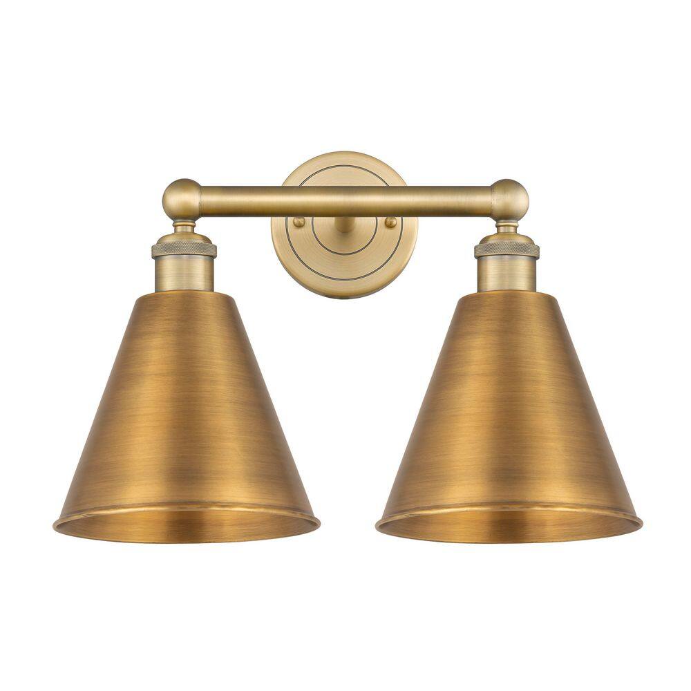 Ballston Cone 17 in. 2-Light Brushed Brass Vanity Light with Metal Shade price history on PriceWatchPro