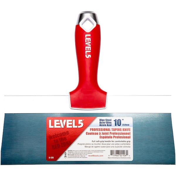 Level 5 10 in. Blue Steel Taping Knife with Soft Grip
