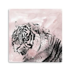 Victoria Pink Crouching Tiger by Carol Robinson 1-Piece Giclee Unframed Animal Art Print 40 in. x 40 in.