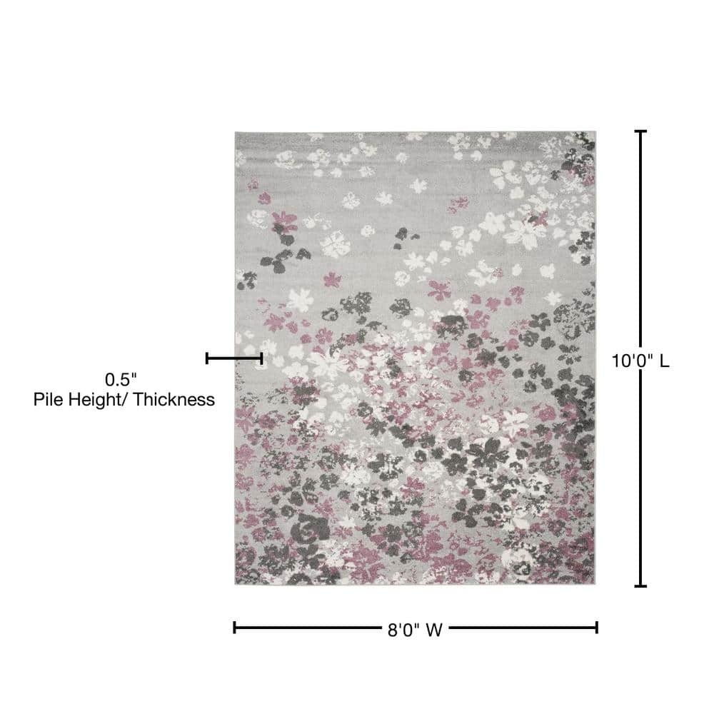Luxe Lodge Light Grey/Purple Synthetic 8' x 10' Area Rug
