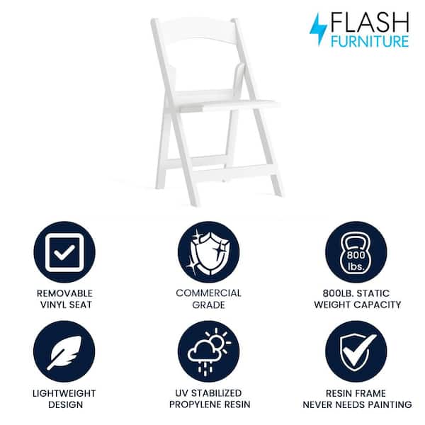 Flash Furniture HERCULES Series 1000 lb. Capacity Resin Folding Chair with Vinyl Padded Seat White