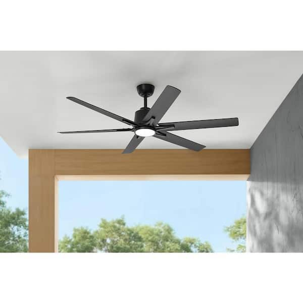 Kensgrove II 60 in. Smart Indoor/Outdoor Matte Black Ceiling Fan with Remote Included Powered by Hubspace