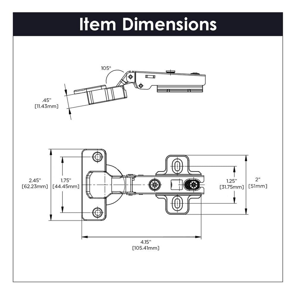 Brushed Nickel Full Overlay Concealed Cabinet Hinge
