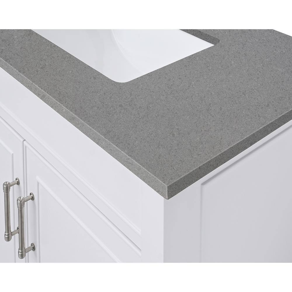 61 In. Lotte Radianz Contrail Matte Quartz Top With Dual Rectangular Sinks